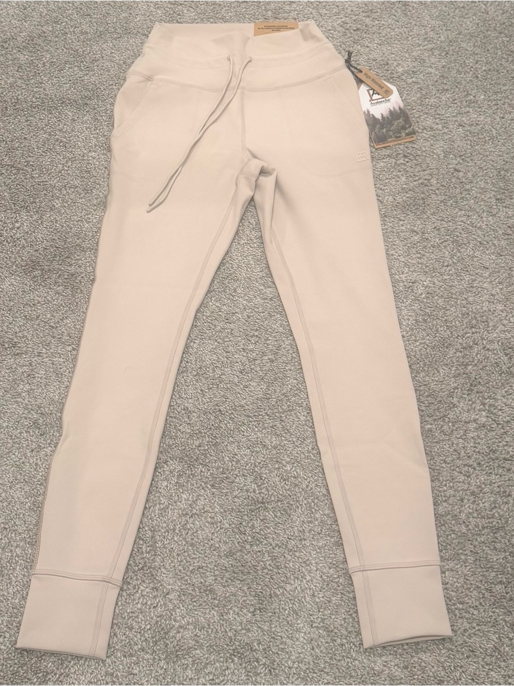 Avalanche Compression Leggings Jogger Pants in Cream Beige Size S